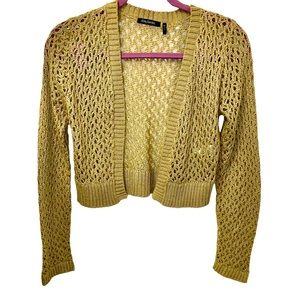 Tan Shimmer Open Crop Cardigan Petite Medium